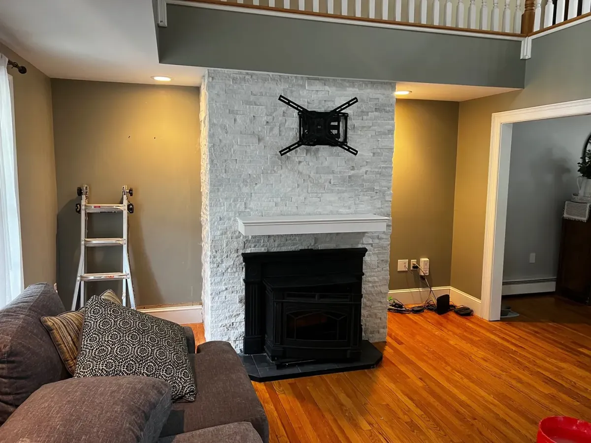 Finished basement living space by Westfield Builders in Western Massachusetts